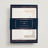"Opulent Border" - Wedding Invitations in Dark Navy by Hooray Creative - Assembled with Belly Band