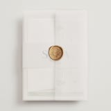 "Mountaintop" - Wedding Invitations in Evergreen by Paper Sun Studio - Assembled with Vellum Wrap and Wax Seal