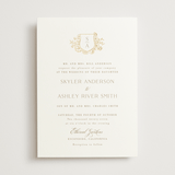 "floral crest" - Wedding Invitations in Champagne by Cass Loh - Front