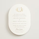 "Floral Crest" - Wedding Invitations in Champagne by Cass Loh - Front