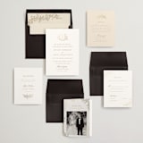 "floral crest" - Wedding Invitations in Champagne by Cass Loh - Invitation Suite