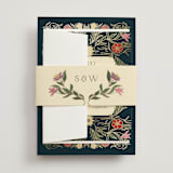 "Gilded Tapestry" - Wedding Invitations in Midnight Garden by Simona Camp - Assembled with Belly Band