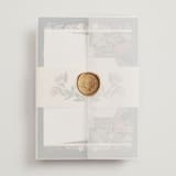 "Gilded Tapestry" - Wedding Invitations in Midnight Garden by Simona Camp - Assembled with Vellum Wrap and Wax Seal