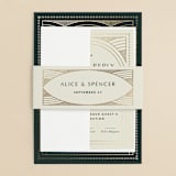 "deco arch" - Wedding Invitations in Fir by Kindred Fields - Assembled with Belly Band
