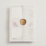 "Deco Spring Florals" - Wedding Invitations in Birch by Shiny Penny Studio - Assembled with Vellum Wrap and Wax Seal