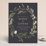 "Greenery Crown" - Wedding Invitations in Midnight by Susan Moyal - Front