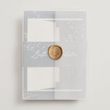 "Cosmos" - Wedding Invitations in Midnight by Hooray Creative - Vellum Wrap with Wax Seal