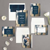 "Gold Leaf" - Wedding Invitations in Indigo by Kelly Schmidt - Invitation Suite