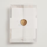 "Entwine" - Wedding Invitations in Pearl by Jennifer Postorino - Assembled with Vellum Wrap and Wax Seal