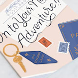 "Going Places" - Single Greeting Cards in Blush by Paper Raven Co. - Close-Up