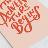 "The Adventure Begins" - Single Greeting Cards in Pumpkin by Lori Wemple - Close-Up