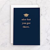 "Hey nice hat" - Single Greeting Cards in Navy by Lea Delaveris - Front