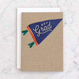 "grad pennant" - Single Greeting Cards in Kraft by Susan Zinader - Front