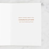 "Never Stop. Graduate" - Single Greeting Cards in Sunset by Charter Oaks Creative - Interior