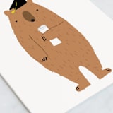 "Smart Bear" - Single Greeting Cards in Cream by Angela Thompson - Close-Up