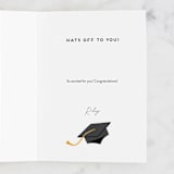 "Hats Off To You" - Single Greeting Cards in Cobalt by Rebecca Smith - Customizable Interior Example