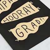 "Hip Hip Hooray Grad" - Single Greeting Cards in Ebony by Ashley DeMeyere - Close-Up