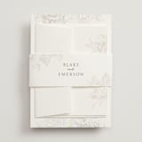 "Gilded Wildflowers" - Gloss-Press® Wedding Invitations in Cool Grey by Rochelle Renee - Assembled with Belly Band