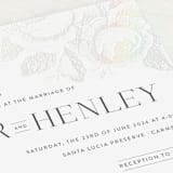 "Beloved" - Gloss-Press® Wedding Invitations in Snow by Design Lotus - Close-Up