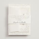 "Blooming Peonies" - Gloss-Press® Wedding Invitations in Mist by Amy Ngo - Assembled with Belly Band