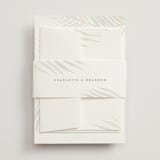 "Palm Vibes" - Gloss-Press® Wedding Invitations in Porcelain by Pixel and Hank - Assembled with Belly Band