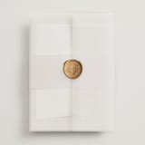 "Kumamoto" - Gloss-Press® Wedding Invitations in Pearl by Ani Somi - Assembled with Vellum Wrap and Wax Seal