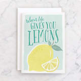 "Squeezing Lemons" - Single Greeting Cards in Pool by Karidy Walker - Front