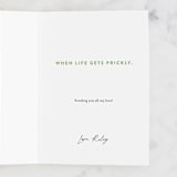 "Prickly" - Single Greeting Cards in Lime by The Carillos - Customizable Interior Example