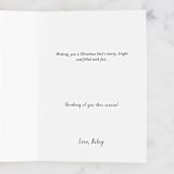 "Inside: Wishing you a Christmas that’s merry, bright and filled with fun." - Single Greeting Cards in Cream by Cindy Chu - Customizable Interior Example