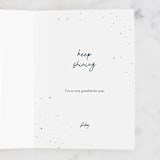 "Keep Shining" - Single Greeting Cards in Midnight by Pixel and Hank - Customizable Interior Example