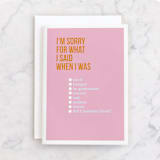 "Sorry." - Single Greeting Cards in Carnation by Celeste Duffy - Front