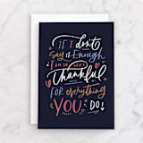 "thankful for everything" - Single Greeting Cards in Navy by Kristen Smith - Front