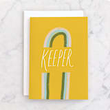"Keeper 100%" - Single Greeting Cards in Mustard by Adelyn T. - Front