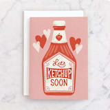 "Let's Ketchup Soon" - Single Greeting Cards in Ketchup by Jess Miller Draws - Front