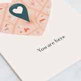 "Heart Map" - Single Greeting Cards in Blush by Heather Francisco - Close-Up