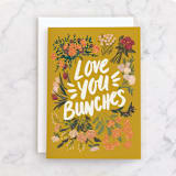 "Love you bunches" - Single Greeting Cards in Marigold by Shiny Penny Studio - Front