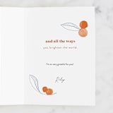 "Orange pattern" - Single Greeting Cards in Navy by Lucrecia Caporale - Customizable Interior Example