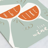 "Fine Wine" - Single Greeting Cards in Mint by Gwen Bedat - Close-Up