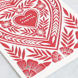"Printed Heart" - Single Greeting Cards in Heart by Katharine Watson - Close-Up