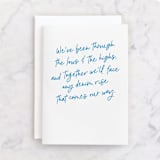 "Perfect Fit" - Single Greeting Cards in Azure by Lea Delaveris - Front