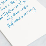 "Perfect Fit" - Single Greeting Cards in Azure by Lea Delaveris - Close-Up