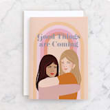 "Good Things are Coming" - Single Greeting Cards in Salmon by Emanuela Carratoni - Front