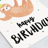 "Party Sloth" - Single Greeting Cards in Tawny by Melissa Egan of Pistols - Close-Up