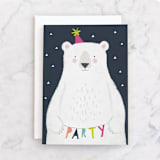"party bear" - Single Greeting Cards in Navy by Karidy Walker - Front