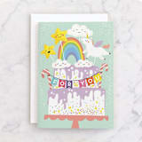 "Magic cake" - Single Greeting Cards in Sky by Helen Halik - Front