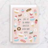 "Sweet Life" - Single Greeting Cards in Blush by peetie design - Front