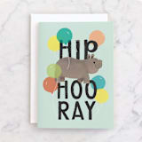 "Hip HIPPO Hooray!" - Single Greeting Cards in Mint by Itsy Belle Studio - Front