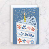 "Floral Birthday Cake" - Single Greeting Cards in Sky by Pace Creative Design Studio - Front