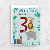 "Look who is 3" - Single Greeting Cards in Sky by Teju Reval - Front