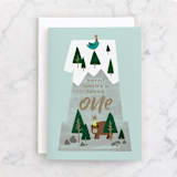 "One Mountain" - Single Greeting Cards in Mint by JeAnna Casper - Front